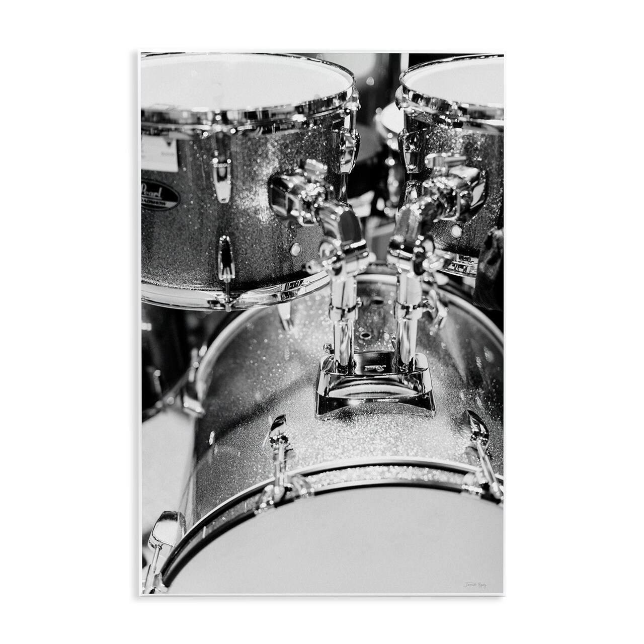 Stupell Industries Drum Set Black & White Wall Plaque Art Design by Jennifer Rigsby